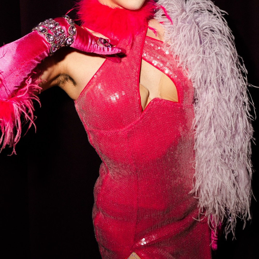 Pink Fuchsia sequin long dress